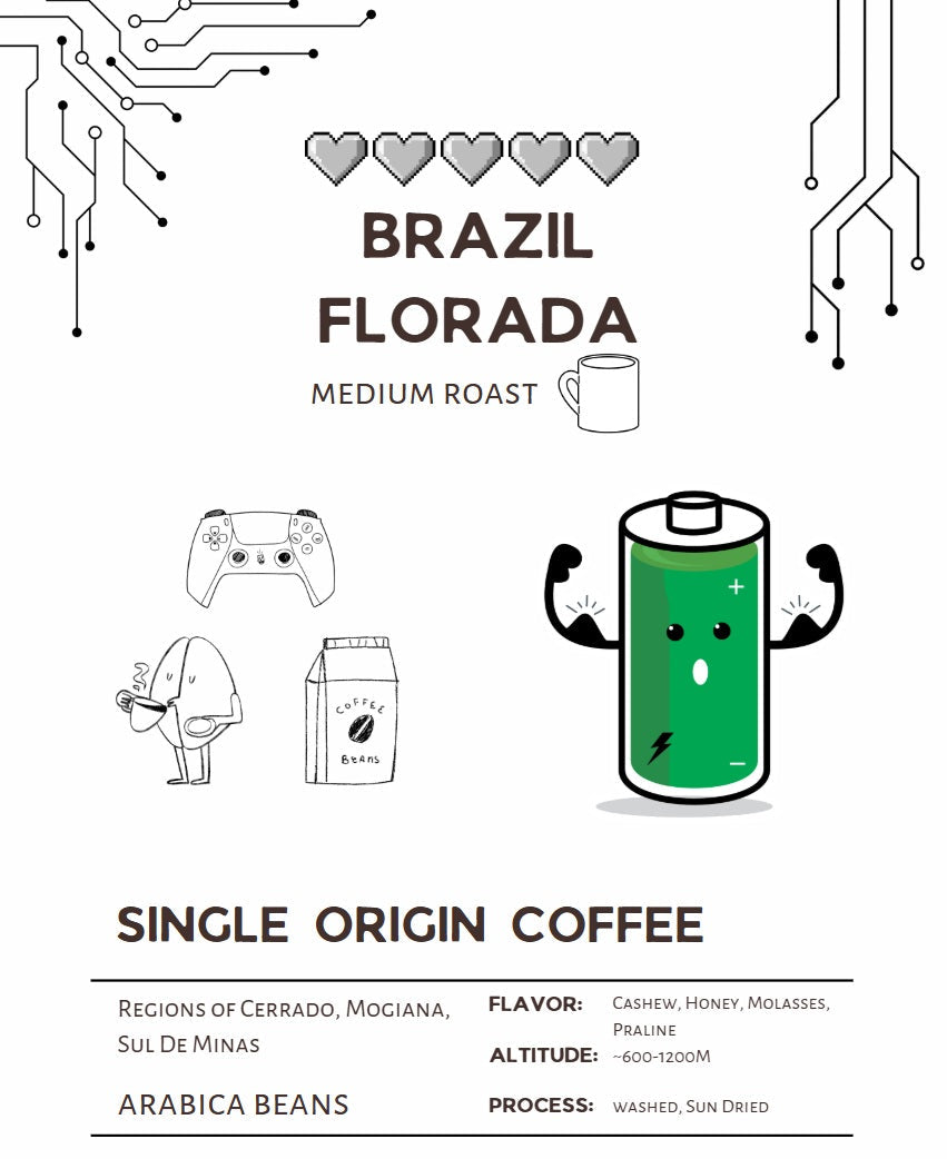 Single origin coffee packaging with cartoon characters and text on a white background