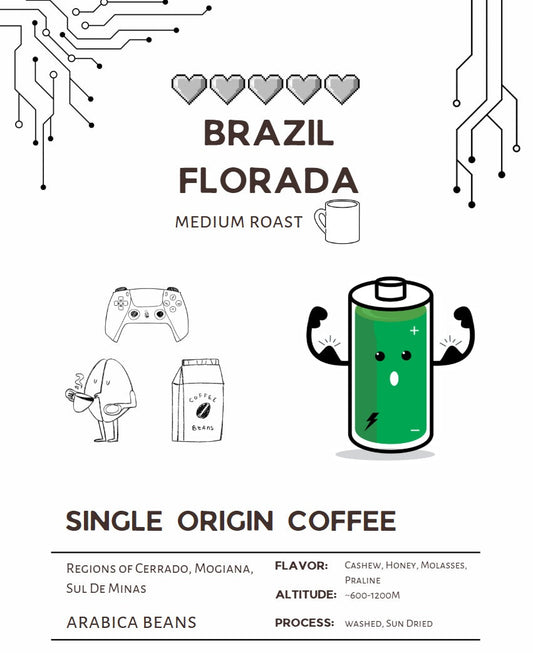 Single origin coffee packaging with cartoon characters and text on a white background